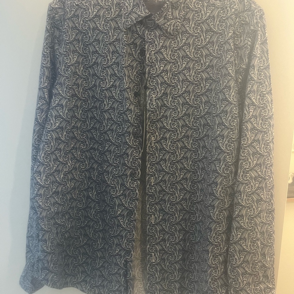 Robert Graham Blue Lightweight Shirt Jacket with Abstract Design